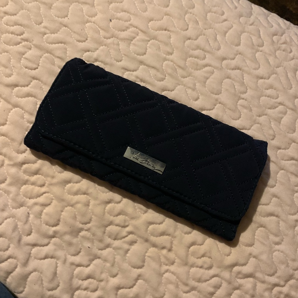 Vera Bradley navy blue large trifold wallet